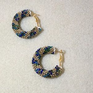💼Hand Crafted Beaded Hoop Earrings💼